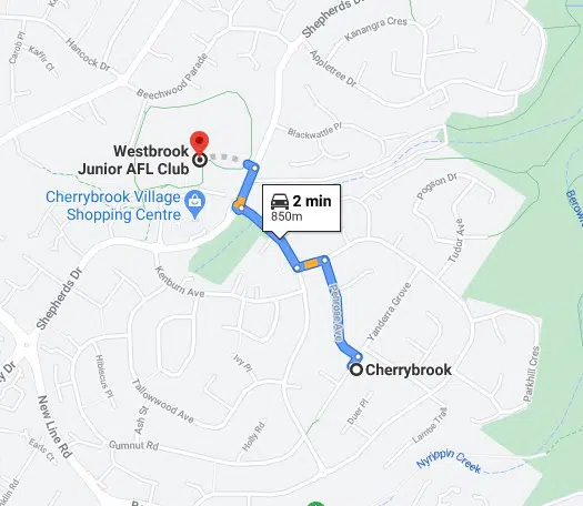 Cherrybrook Junior AFL Club Sydney map